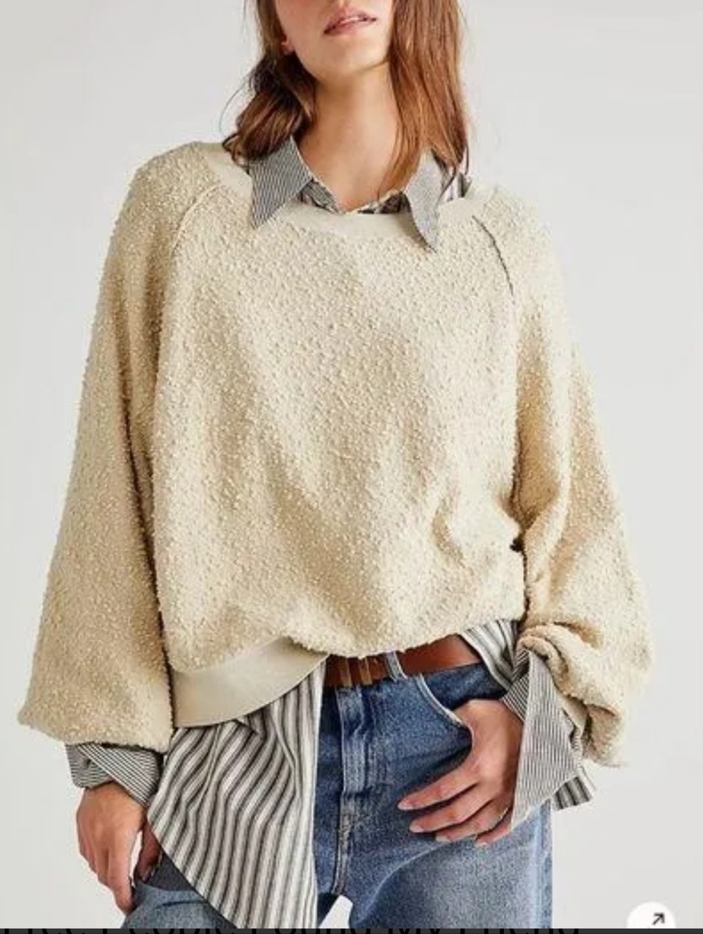Free People Found My Friend Pullover Sweater Ivory Women’s Size Small